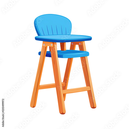 Cute Blue High Chair Design for Babies in Kawaii Style Clipart