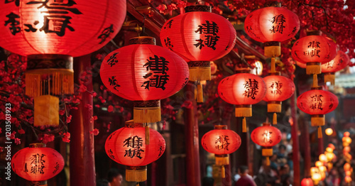 Obraz na płótnie Red Lanterns during Chinese New Year w salonie