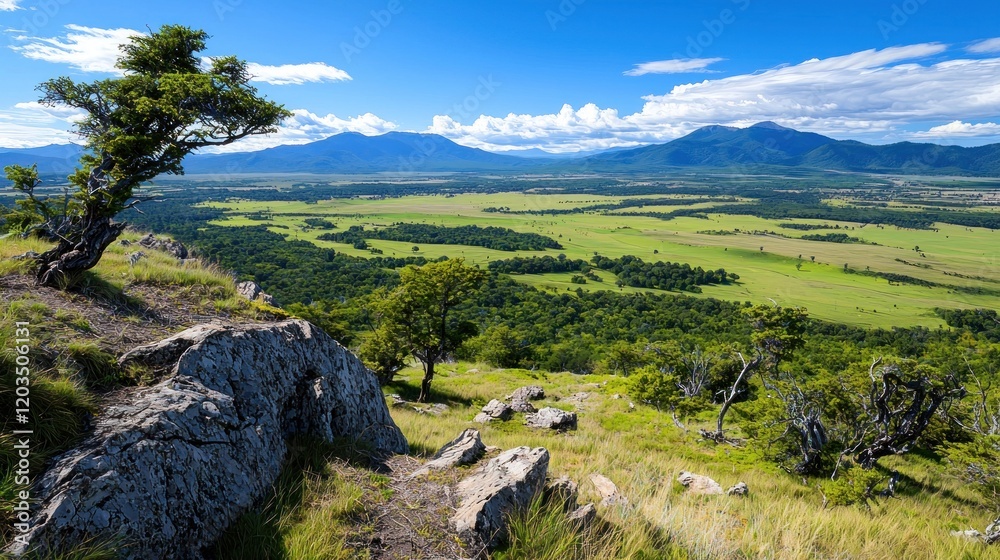 Obraz premium Serene Mountain Valley Landscape