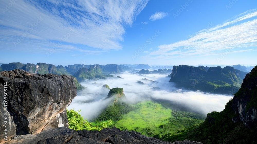 Obraz premium Misty Mountain Valley Panorama