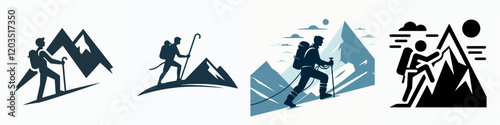 logo illustration of people hiking