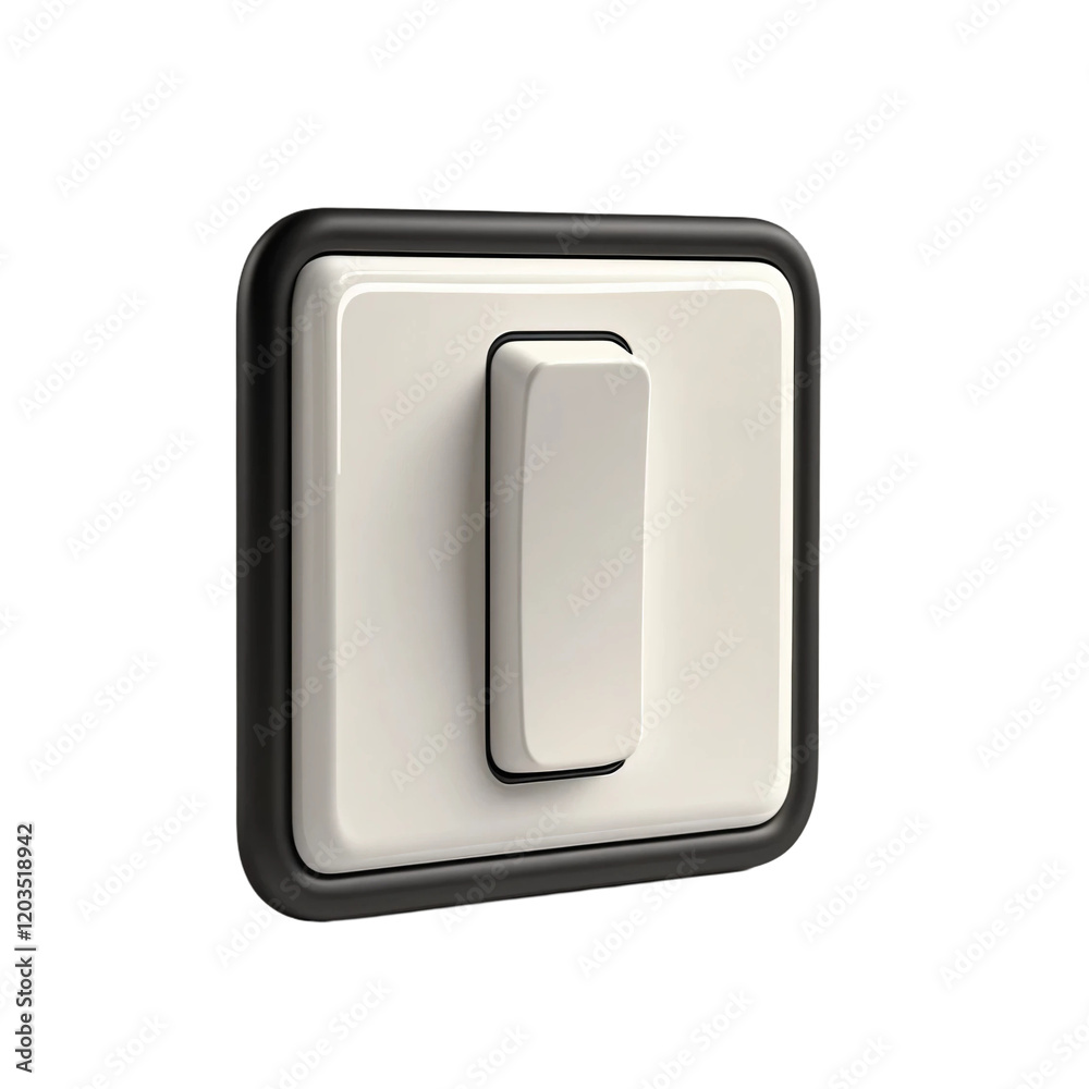 A white light switch with a black border isolated on transparent background A white light switch with a black border isolated on transparent background