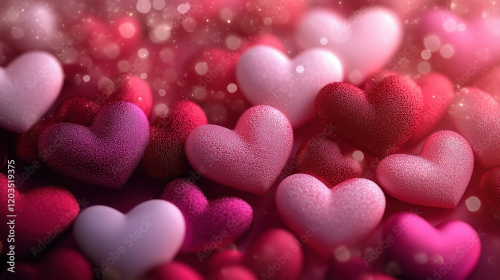 Heart shapes in varying shades of pink and red create a romantic and festive atmosphere during a celebration of love Heart shapes in varying shades of pink and red create a romantic and festive atmosphere during a celebration of love
