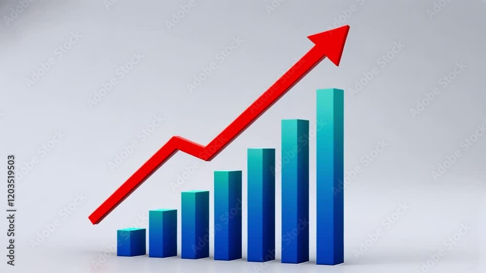 Animation of a business info graphics with rising arrow and bar. Ideal for corporate and financial presentations, economic and business growth visuals Animation of a business info graphics with rising arrow and bar. Ideal for corporate and financial presentations, economic and business growth visuals