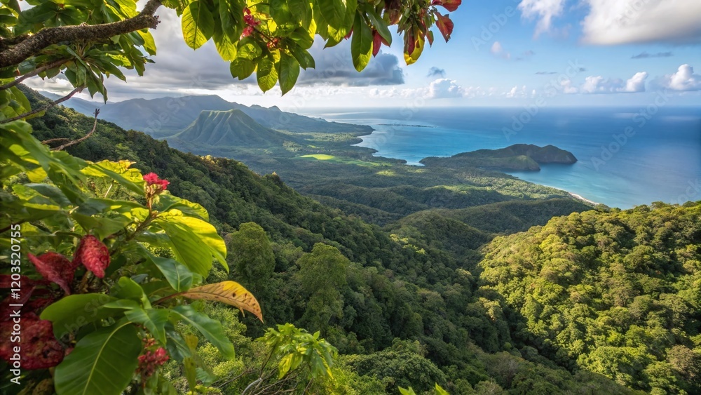 custom made wallpaper toronto digitalAerial Macro View: Hilo Bay, Hawaii - Lush Rainforest Canopy Overlooking Ocean