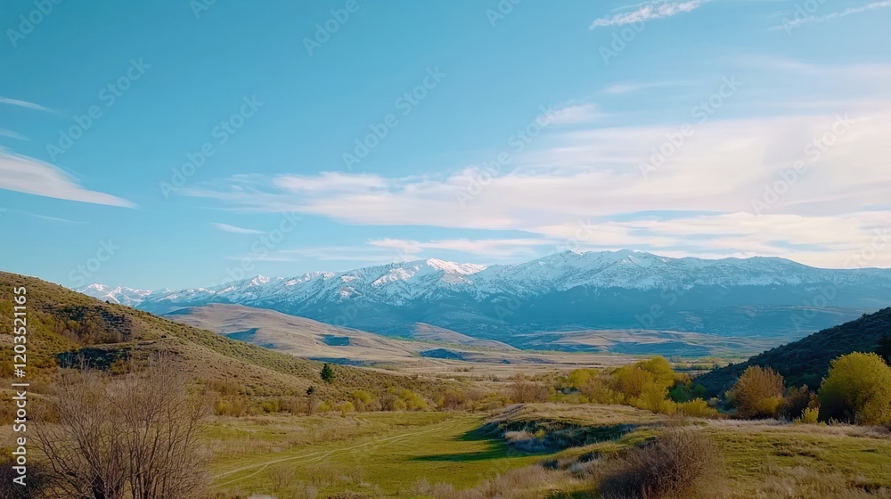 Snow-capped Mountains and Serene Valley Snow-capped Mountains and Serene Valley