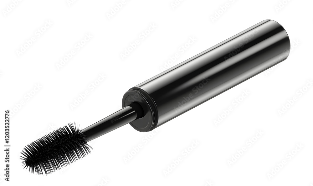 Black mascara wand, studio shot, dark background, cosmetic product Black mascara wand, studio shot, dark background, cosmetic product