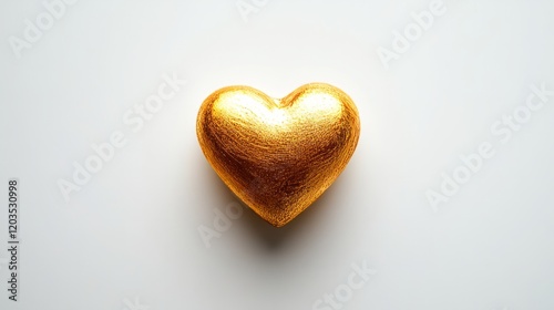Minimalistic white background with a small gold heart in the center 