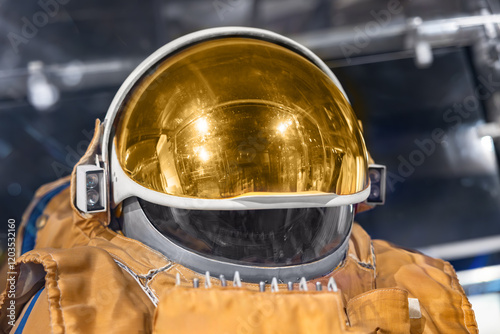 Fototapeta Naklejka Na Ścianę i Meble -  Working spacesuit against technology background
