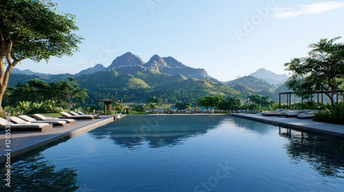 Luxury Resort Pool with Mountain View