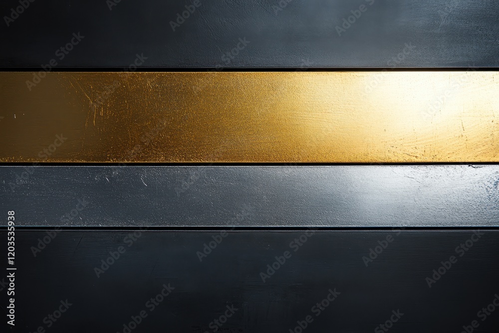 Golden stripe contrasts with dark metallic bands creating an elegant and modern aesthetic for interior design. Generative AI Golden stripe contrasts with dark metallic bands creating an elegant and modern aesthetic for interior design. Generative AI
