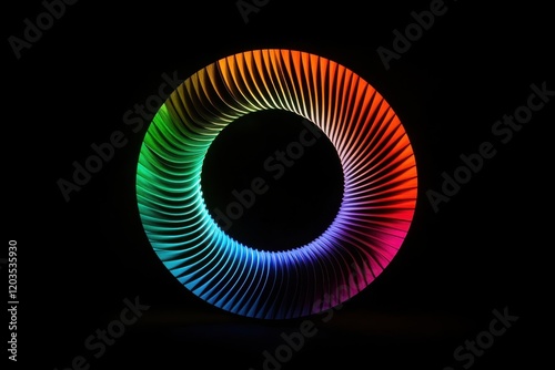 Colorful spiral display created from light and shadow enhances artistic expression in a mesmerizing way. Generative AI