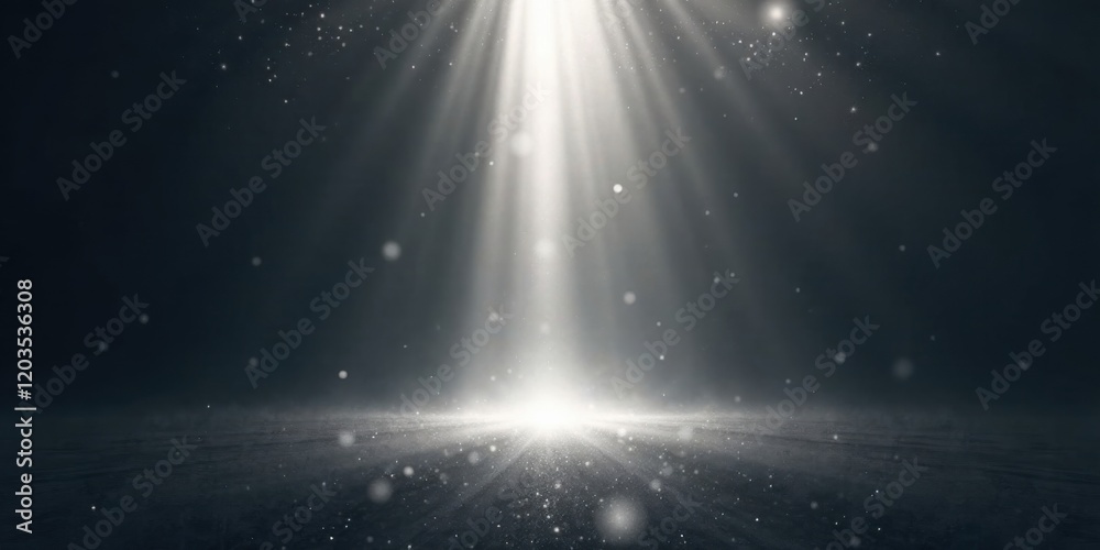 Dramatic Spotlight Illuminating a Dark Dusty Surface with Floating Particles Dramatic Spotlight Illuminating a Dark Dusty Surface with Floating Particles