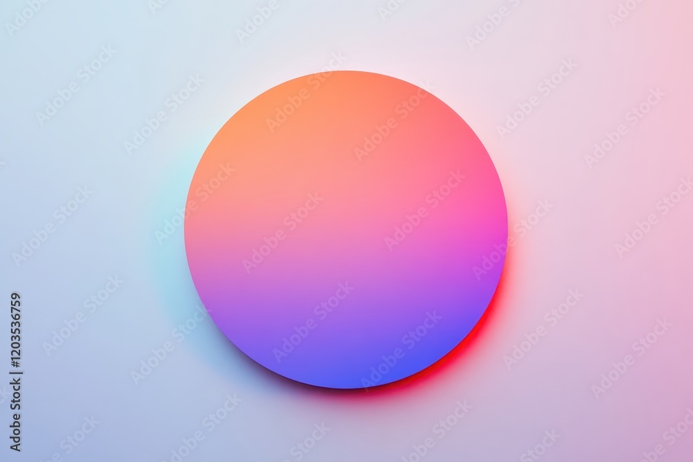 Fototapeta premium Vibrant circular gradient art piece blending warm and cool tones in a minimalist setting. Generative AI