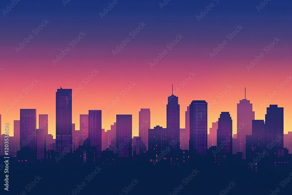 Fototapeta premium city skyline at sunset
