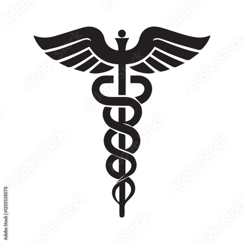 Hospital and medical health care Caduceus icon silhouette vector illustration