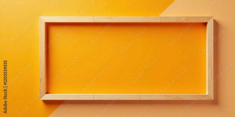 A simple wooden frame rests against a vibrant two-toned backdrop, offering a blank canvas for creative expression or design presentation. A simple wooden frame rests against a vibrant two-toned backdrop, offering a blank canvas for creative expression or design presentation.