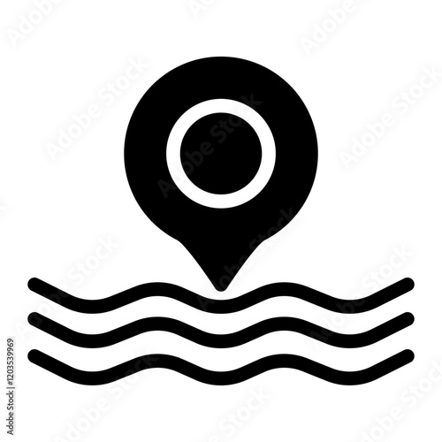 Swimming Pool Icon With Solid Style