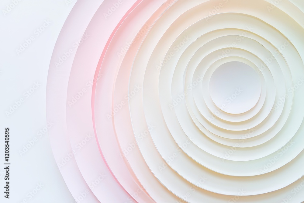 Fototapeta premium Layers of tranquility in soft pastels create a serene circular pattern reminiscent of nature's gentle forms. Generative AI