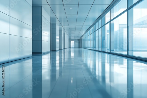Wallpaper Mural Modern empty office corridor reflecting on shiny floor Torontodigital.ca