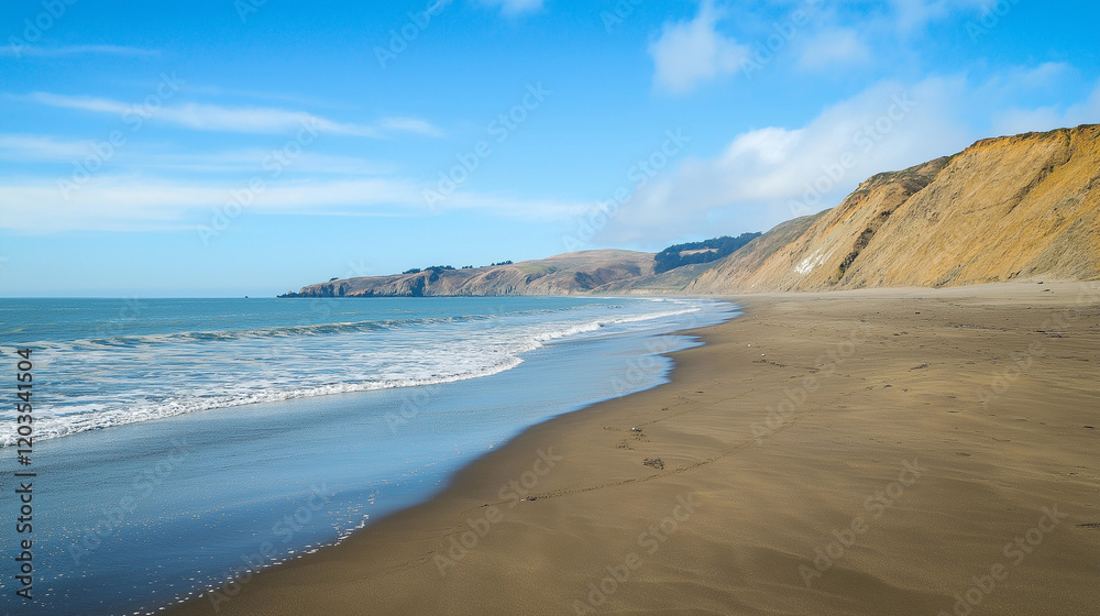Sand Beach with Azure Ocean and Sunny Sky for Relaxing Tropical Vacation Sand Beach with Azure Ocean and Sunny Sky for Relaxing Tropical Vacation