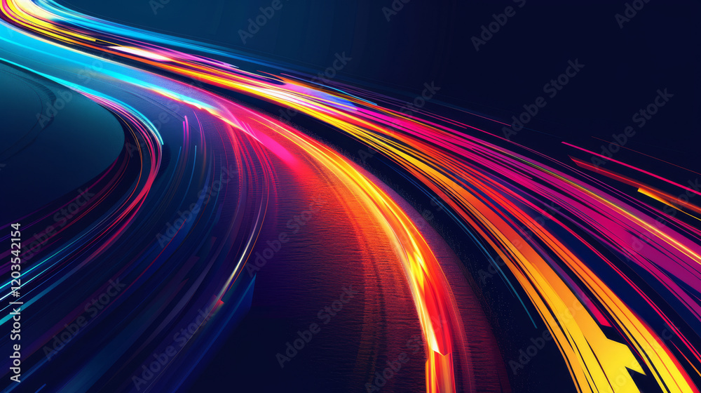 Curved light trails in futuristic racing motion
Curved light trails in futuristic racing motion