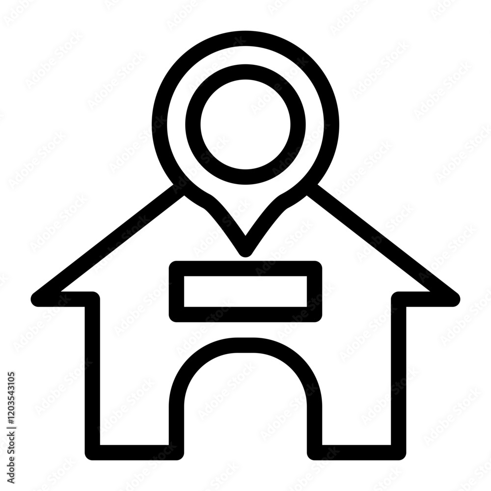 Home Location Icon With Outline Style Home Location Icon With Outline Style