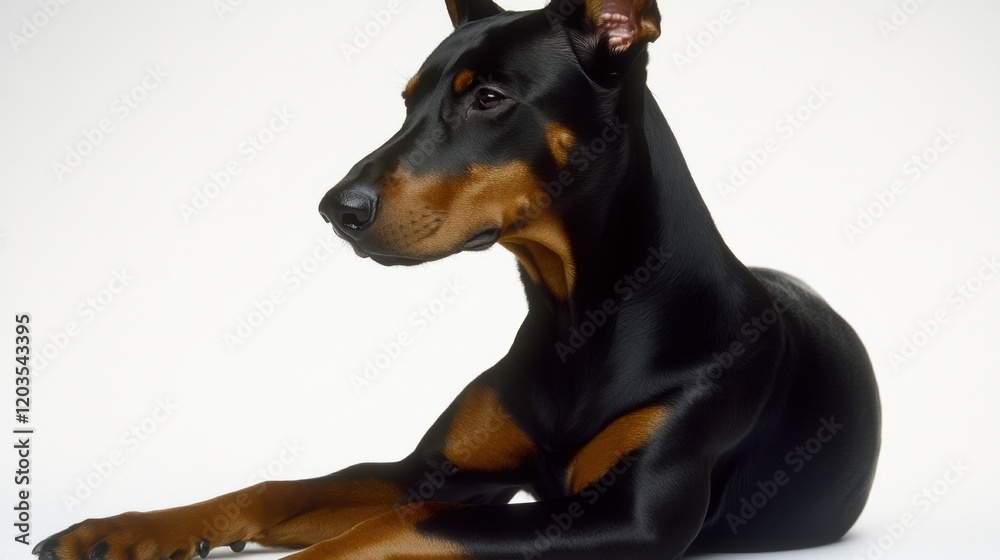 Doberman dog posing on white background Doberman dog posing on white background