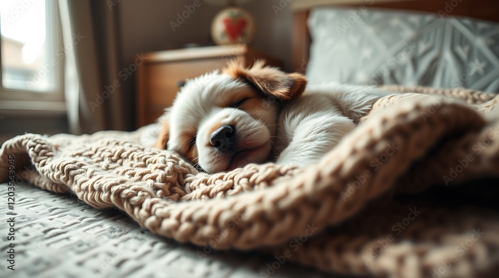 Adorable puppy sleeping soundly on a cozy blanket. (1) Adorable puppy sleeping soundly on a cozy blanket. (1)