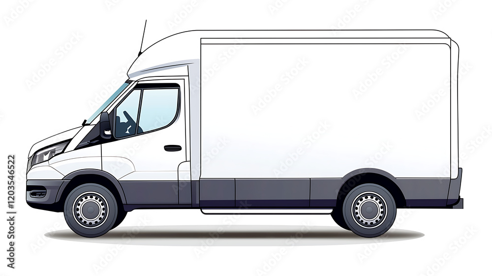 A white van is parked on a white background. generated using AI A white van is parked on a white background. generated using AI