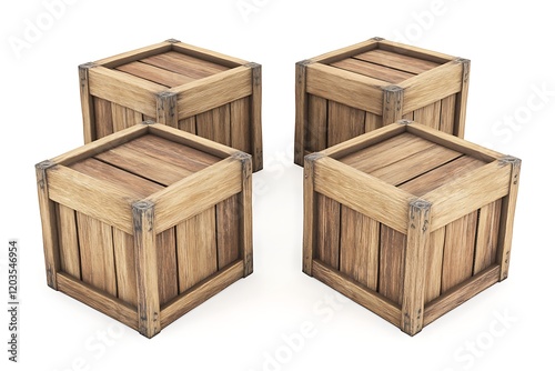 Two rustic wooden crates against a white background