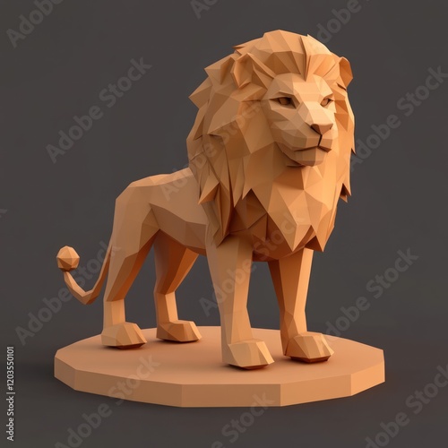 3D polygonal lion statue photo