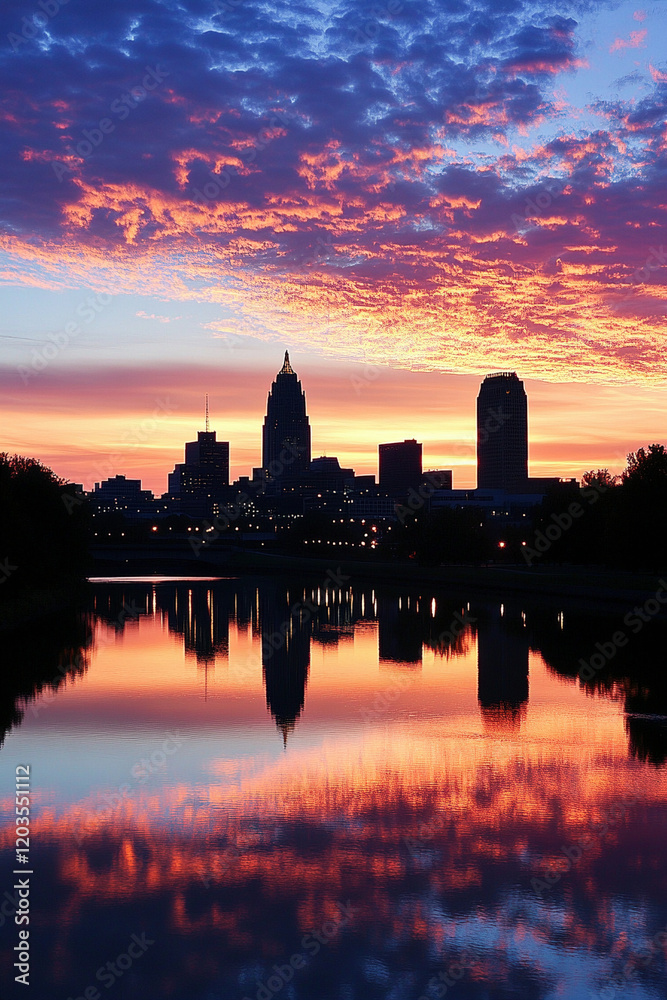Fototapeta premium sunset over the river