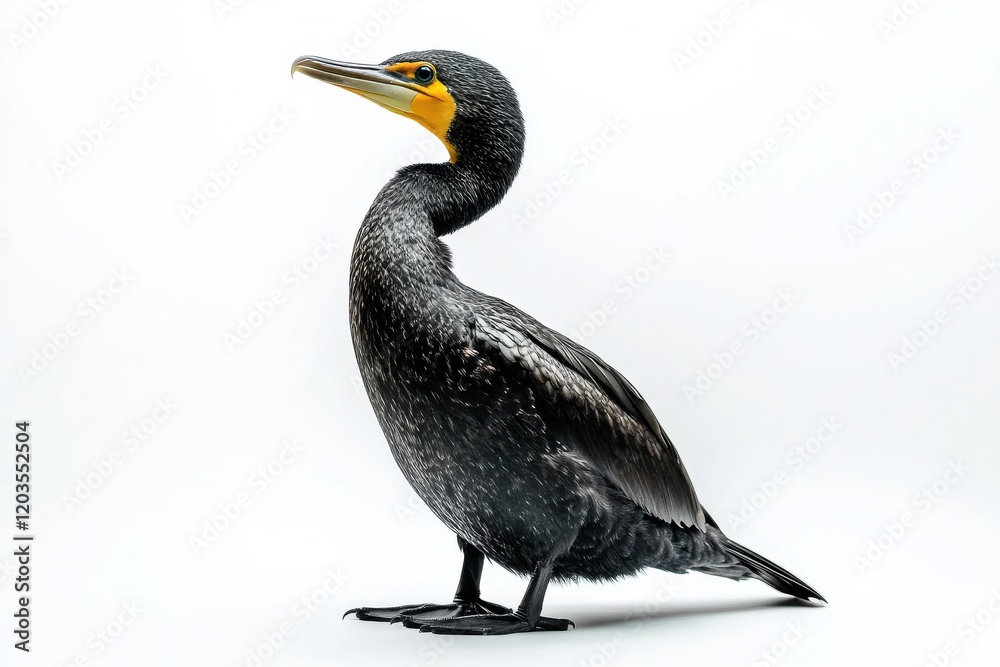 Dark-colored bird against white background. Dark-colored bird against white background.