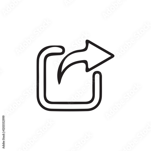 Share icon vector. Share button arrow icon. Send symbol. Right arrow vector illustration. Share arrow sign. Simple black share arrow icon isolated on white background
