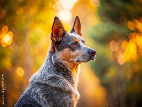 Australian Cattle Dog, Blue Heeler, Dog Breed, Canine, Rear View, Portrait, Aussie, Farm Dog, Working Dog, Pet, Animal, Fur, Tail,  Stock Photo photo