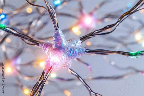 Illuminated Neuron Network;  Science,  Technology,  Concept photo