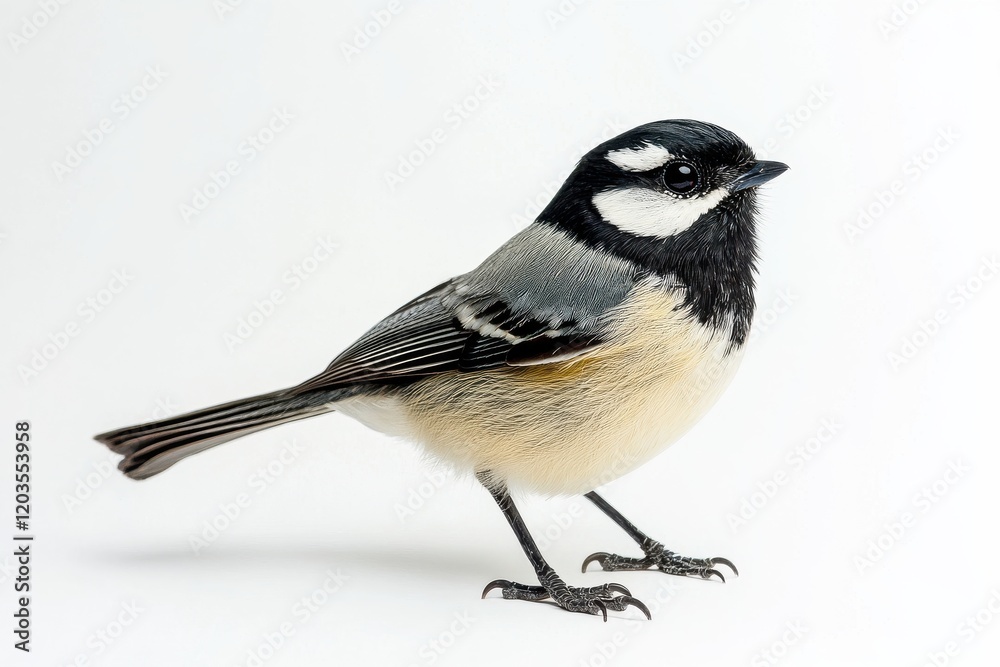 A small bird with black and white feathers A small bird with black and white feathers