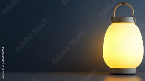 Warm glowing lantern softly illuminates dark room. AI Generated