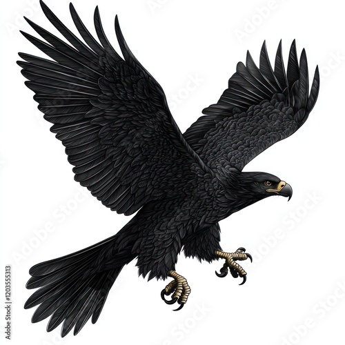 Black hawk in flight, detailed illustration photo