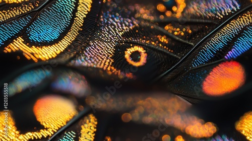 Marvel at the radiant golden hues of a zebra-swallowtail sunset moth wing. Generative AI photo