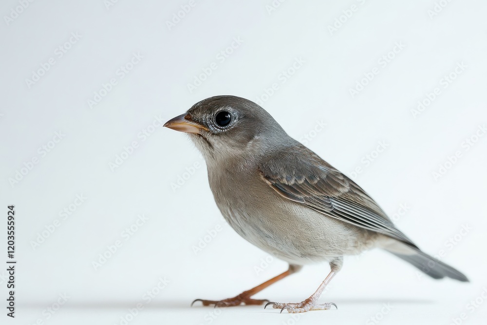 Small grey bird on white background Small grey bird on white background