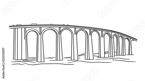 A bridge with arches is shown in black and white. generated using AI