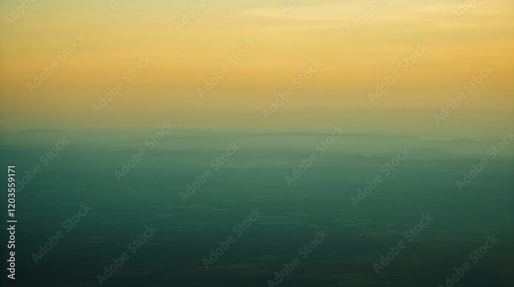 Aerial View Hazy Sunset Landscape Mountains Aerial View Hazy Sunset Landscape Mountains