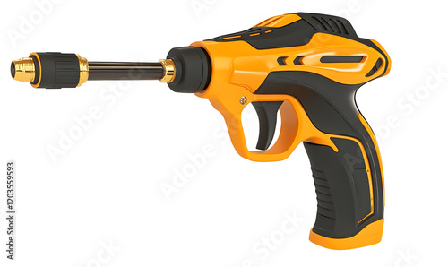 Orange pressure washer gun, isolated, cleaning, studio, background