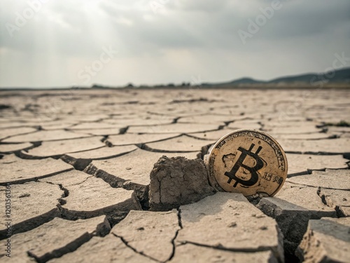 Bitcoin Crash: Cryptocurrency Market Decline, Fractured Ground, Financial Crisis photo