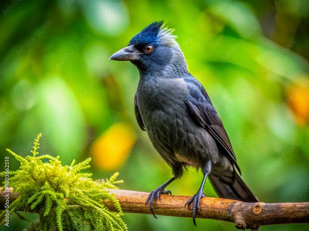 Fototapeta premium Black-Crested Jackdaw in Atlantic Forest, Brazil - Wildlife Photography
