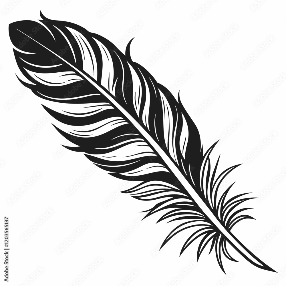 Elegant Feather Silhouette Vector Illustration Elegant Feather Silhouette Vector Illustration