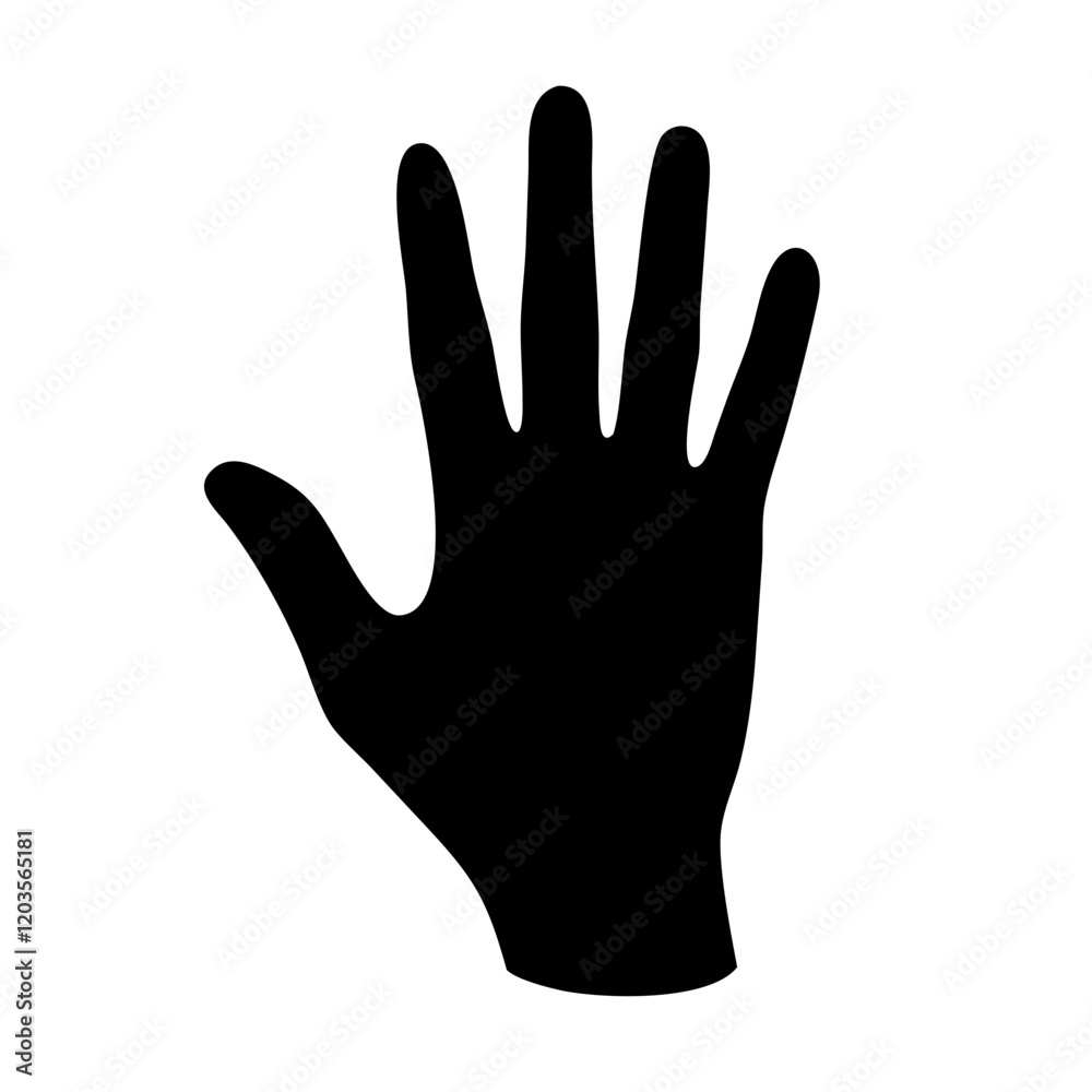 Black Silhouette of an Open Hand, Simple Human Gesture Icon Black Silhouette of an Open Hand, Simple Human Gesture Icon