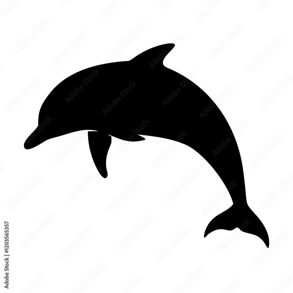 Fototapeta premium Black Dolphin Silhouette Profile Icon Vector Icon Illustration
